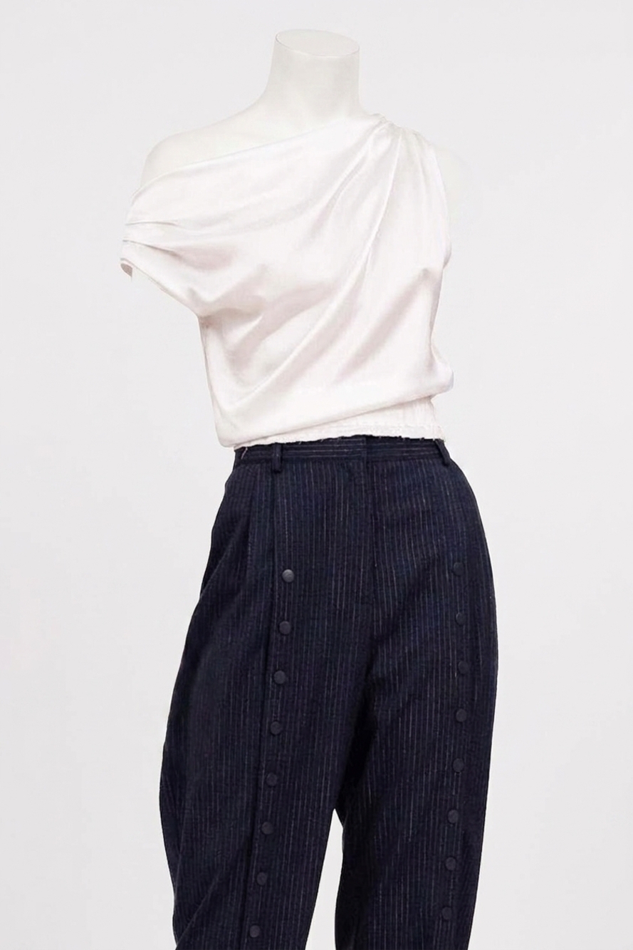 NEW NONCHALANT LABEL adelina asymmetrical crop top in ivory